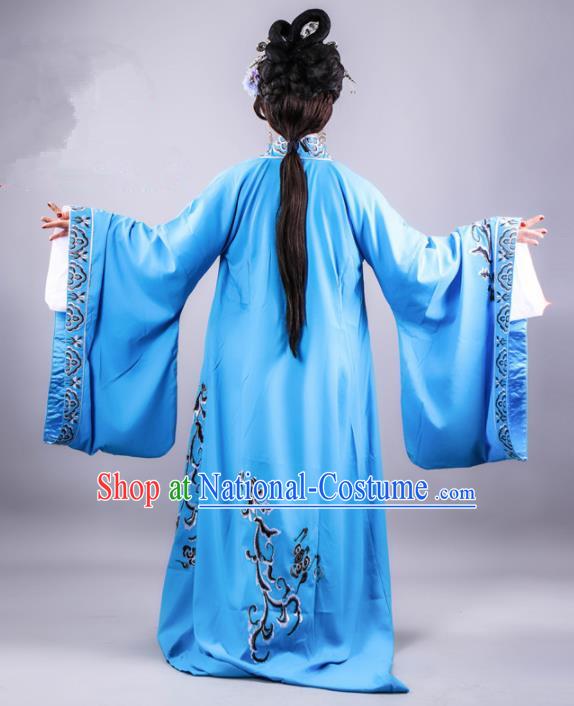 Chinese Traditional Peking Opera Royal Queen Blue Dress Ancient Empress Costume for Women