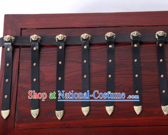 Chinese Traditional Tang Dynasty Imperial Bodyguard Hanfu Belts Ancient Swordsman Leather Waistband for Men