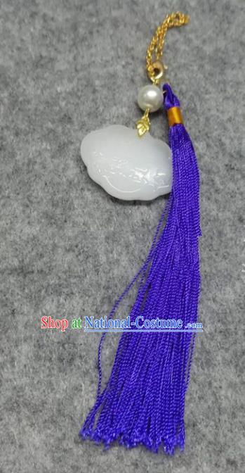 Chinese Traditional Hanfu Accessories Brooch Longevity Lock Purple Tassel Pendant Ancient Qing Dynasty Queen Breastpin for Women