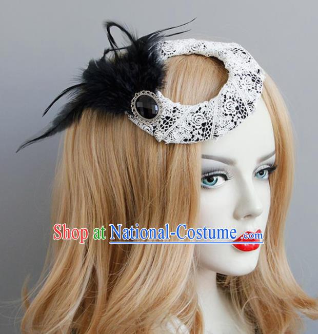 Top Grade Gothic Queen White Lace Top Hat Halloween Cosplay Fancy Ball Handmade Hair Accessories for Women