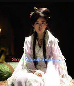 Chinese Ancient Mythology Goddess Sunv Pink Hanfu Dress New Stone Age Court Princess Complete Set