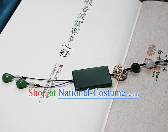 Chinese Ancient Ming Dynasty Imperial Consort Jade Brooch Pendant Traditional Hanfu Court Accessories for Women