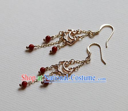 Chinese Traditional Hanfu Tassel Ear Accessories Ancient Tang Dynasty Princess Earrings for Women