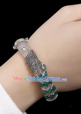 Chinese Traditional Hanfu Jewelry Accessories Jade Bracelet Ancient Qing Dynasty Princess Bangle for Women