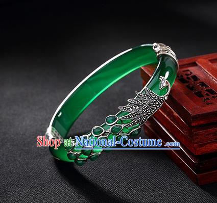 Chinese Traditional Hanfu Jewelry Accessories Jadeite Bracelet Ancient Qing Dynasty Princess Bangle for Women