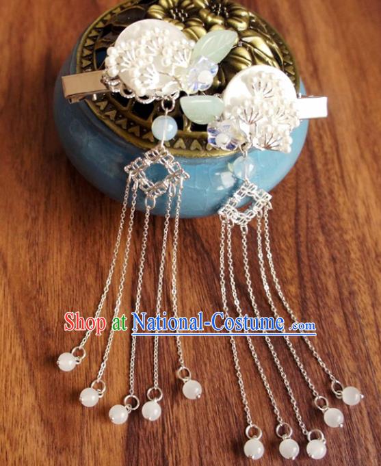 Chinese Ancient Song Dynasty Princess Pine Shell Tassel Hair Claws Hairpins Traditional Hanfu Court Hair Accessories for Women