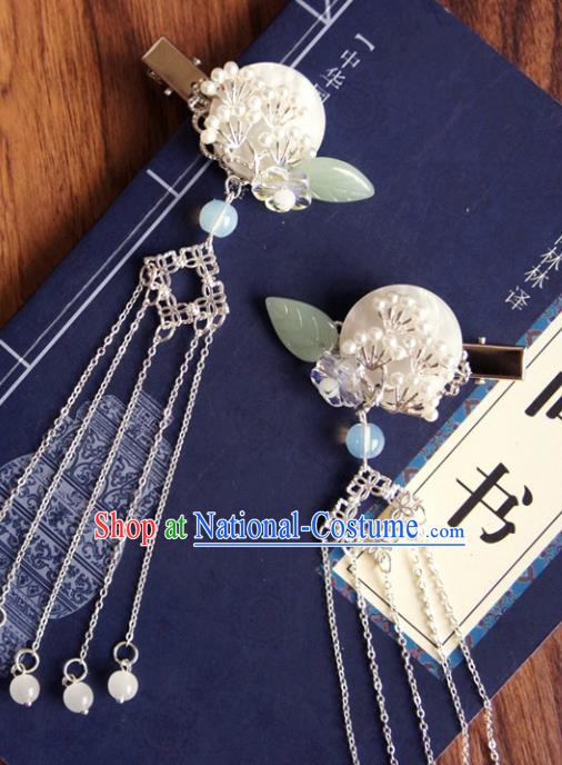 Chinese Ancient Song Dynasty Princess Pine Shell Tassel Hair Claws Hairpins Traditional Hanfu Court Hair Accessories for Women