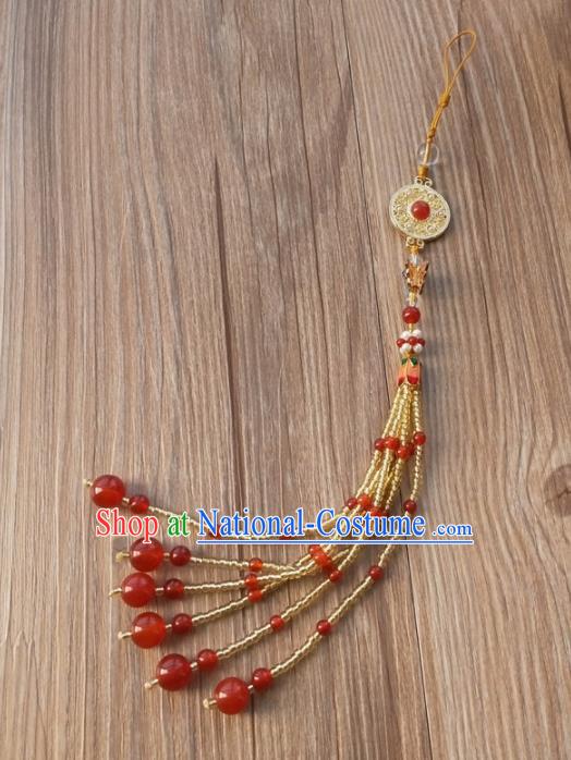 Chinese Traditional Hanfu Golden Tassel Brooch Pendant Ancient Cheongsam Breastpin Accessories for Women