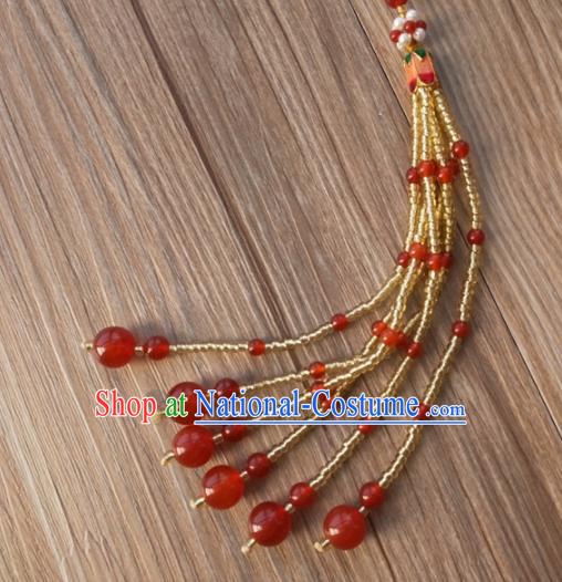 Chinese Traditional Hanfu Golden Tassel Brooch Pendant Ancient Cheongsam Breastpin Accessories for Women