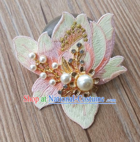 Chinese Traditional Hanfu Embroidered Green Magnolia Brooch Pendant Ancient Cheongsam Breastpin Accessories for Women