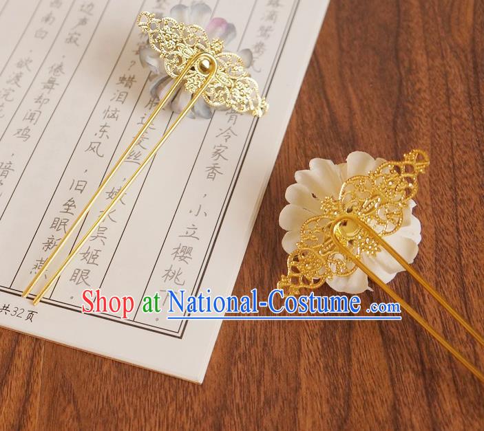 Chinese Ancient Princess White Silk Flower Hairpins Traditional Hanfu Court Hair Accessories for Women