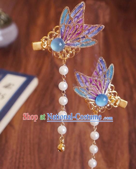 Chinese Ancient Song Dynasty Princess Butterfly Hair Claws Hairpins Traditional Hanfu Court Hair Accessories for Women