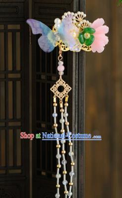 Chinese Ancient Tang Dynasty Princess Purple Butterfly Hair Claw Hairpins Traditional Hanfu Court Hair Accessories for Women