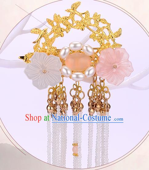 Chinese Ancient Tang Dynasty Princess Pearls Hair Claw Hairpins Traditional Hanfu Court Hair Accessories for Women