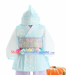 Traditional Korean Hanbok Clothing Asian Korea Boys Fashion Apparel Hanbok Costume and Waistband for Kids