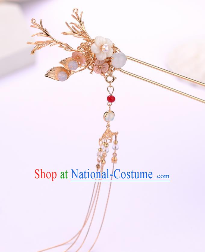 Chinese Ancient Tang Dynasty Princess Golden Tassel Hair Clip Hairpins Traditional Hanfu Court Hair Accessories for Women