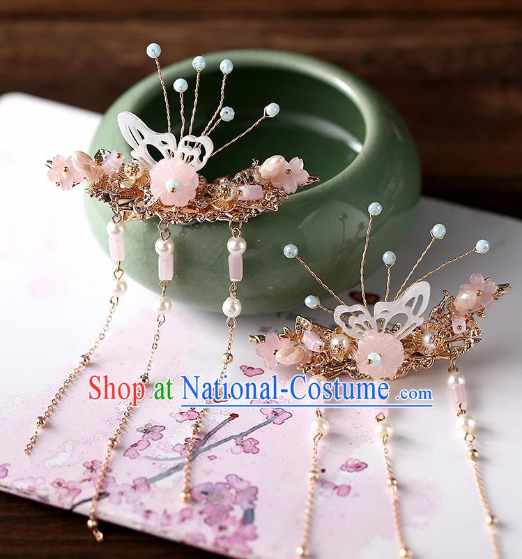 Chinese Ancient Ming Dynasty Princess Butterfly Hair Claws Hairpins Traditional Hanfu Court Hair Accessories for Women