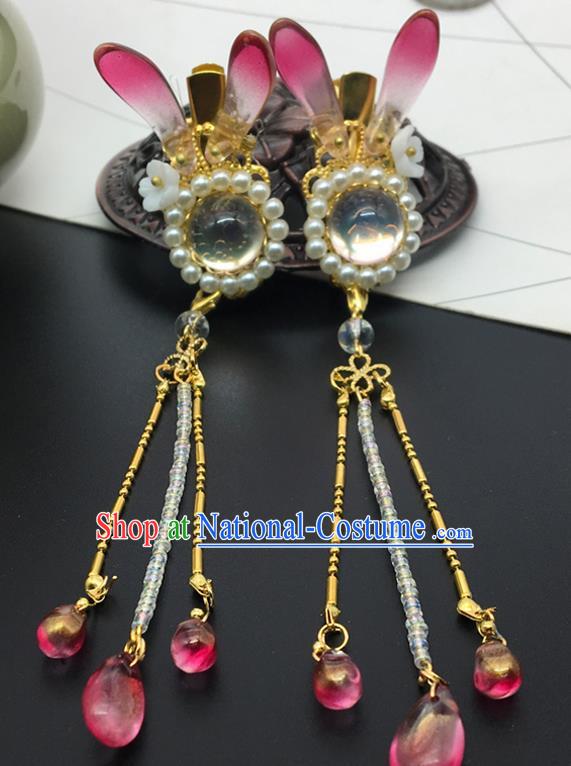 Chinese Ancient Ming Dynasty Princess Pearls Crystal Hair Claws Hairpins Traditional Hanfu Court Hair Accessories for Women