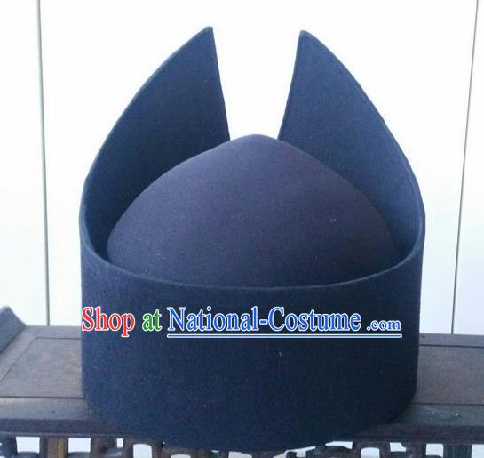 Chinese Traditional Handmade Han Dynasty Prime Minister Black Hat Ancient Drama Chancellor Headwear for Men