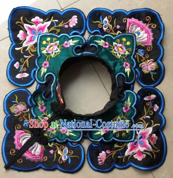 Chinese Traditional Embroidery Butterfly Black Shoulder Accessories National Embroidered Cloud Patch