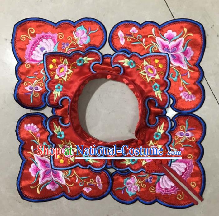 Chinese Traditional Embroidery Butterfly Red Shoulder Accessories National Embroidered Cloud Patch