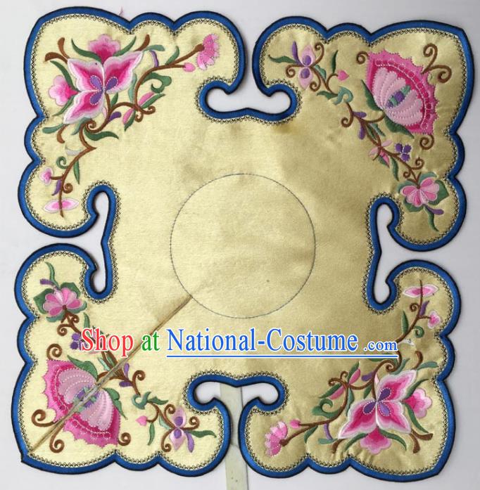 Chinese Traditional Embroidery Flowers Golden Shoulder Accessories National Embroidered Cloud Patch