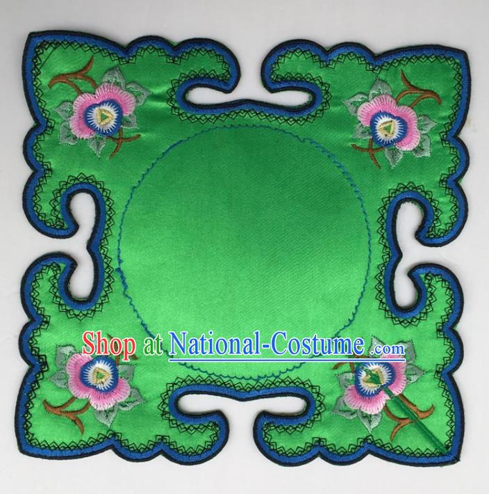 Chinese Traditional Embroidery Peony Green Shoulder Accessories National Embroidered Cloud Patch