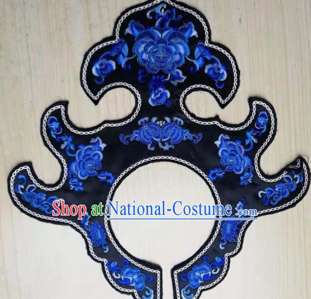 Chinese Traditional Embroidery Peony Black Collar Shoulder Accessories National Embroidered Cloud Patch