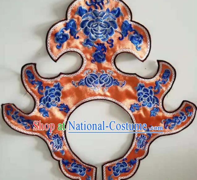 Chinese Traditional Embroidery Peony Orange Collar Shoulder Accessories National Embroidered Cloud Patch