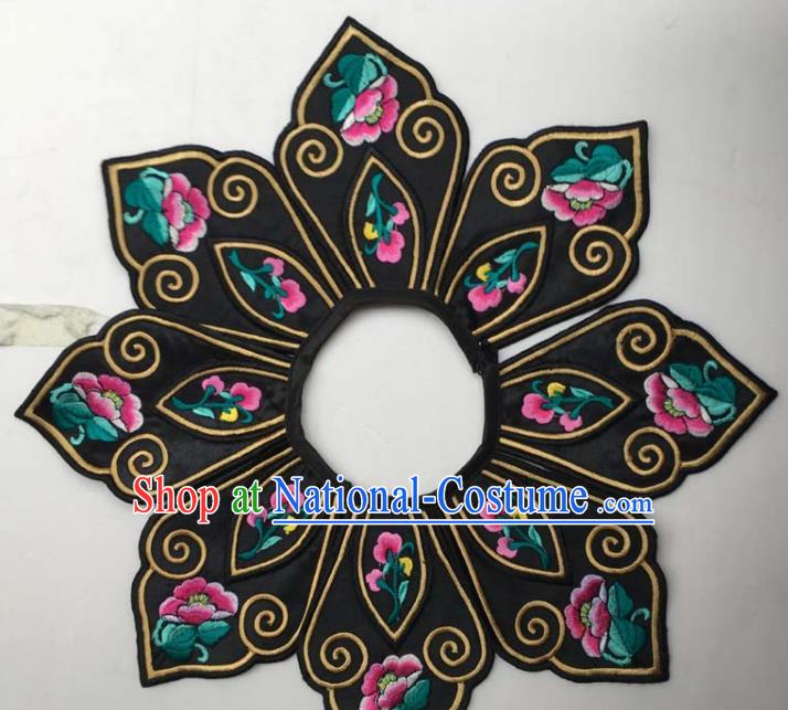 Chinese Traditional Embroidery Peony Flowers Collar Shoulder Accessories National Embroidered Patch