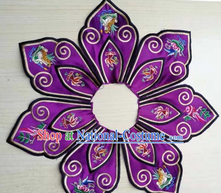 Chinese Traditional Embroidery Purple Collar Shoulder Accessories National Embroidered Patch