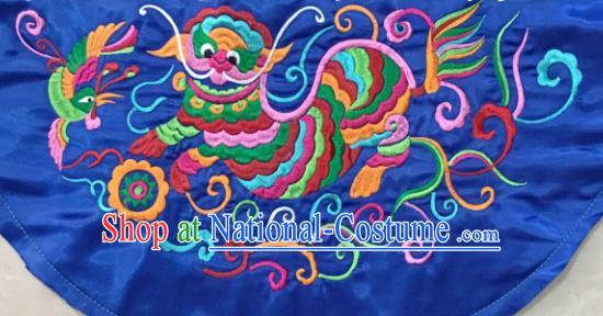 Chinese Traditional Embroidered Kylin Blue Applique National Dress Patch Embroidery Cloth Accessories