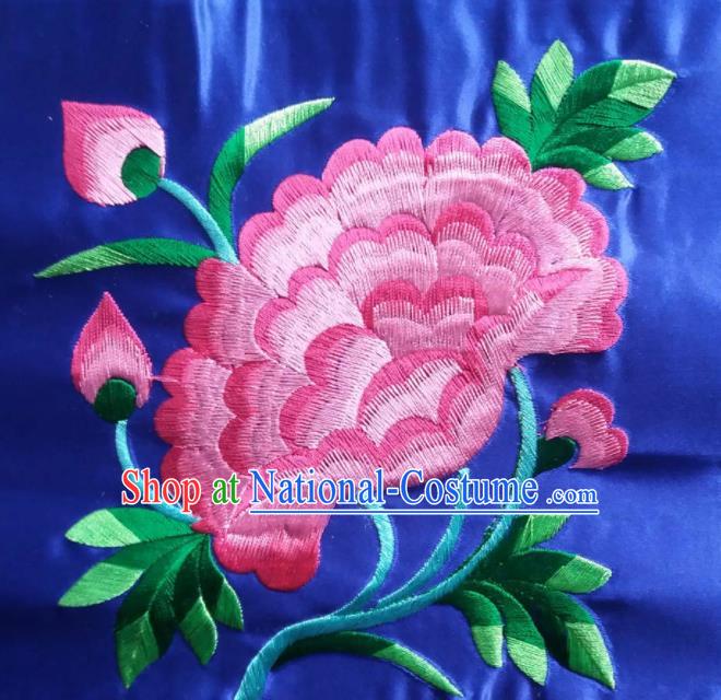 Chinese Traditional Embroidered Pink Flower Applique National Dress Patch Embroidery Cloth Accessories