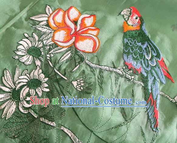 Traditional Chinese National Embroidered Magpie Green Qipao Dress Tang Suit Cheongsam Costume for Women