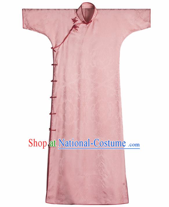 Traditional Chinese Pink Silk Qipao Dress National Tang Suit Cheongsam Costume for Women