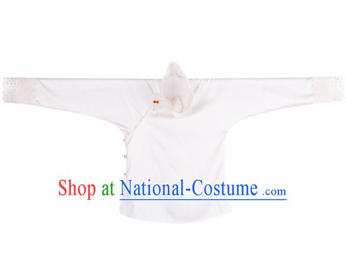 Chinese Traditional Tang Suit White Shirt National Costume Republic of China Qipao Upper Outer Garment for Women