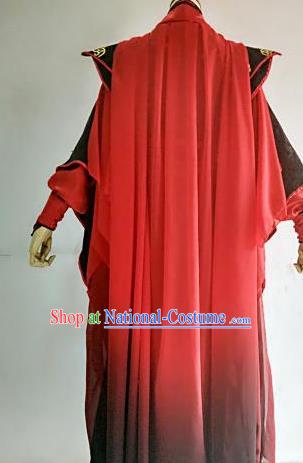 Chinese Traditional Cosplay Crown Prince Red Costume Ancient Taoist Swordsman Hanfu Clothing for Men