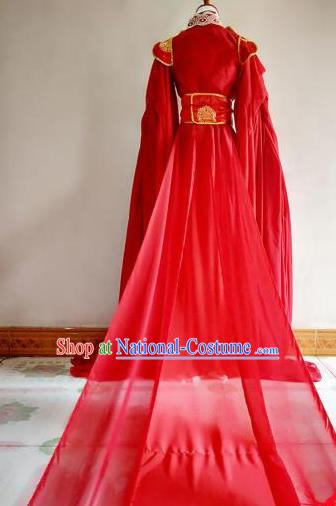 Chinese Traditional Cosplay Prince Wedding Red Costume Ancient Swordsman Hanfu Clothing for Men