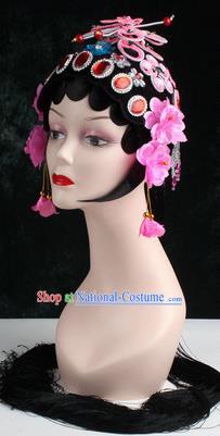 Chinese Traditional Beijing Opera Diva Pink Butterfly Head Ornaments Hair Accessories for Women