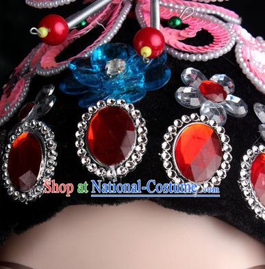 Chinese Traditional Beijing Opera Diva Pink Butterfly Head Ornaments Hair Accessories for Women