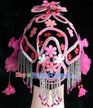 Chinese Traditional Beijing Opera Diva Pink Butterfly Head Ornaments Hair Accessories for Women