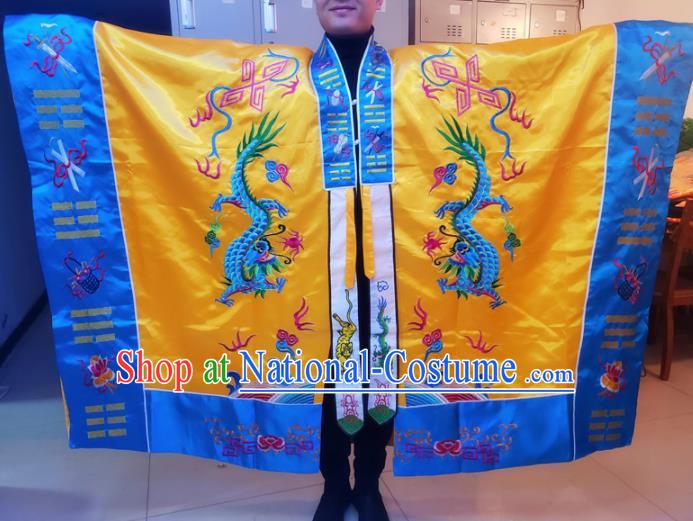 Chinese Traditional Taoism Costume Ancient Taoist Priest Cassocks Embroidered Golden Vestment