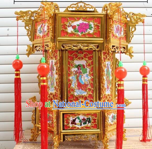 Chinese Traditional Handmade Plastic Printing Eight Immortals Palace Lantern Asian New Year Lantern Ancient Ceiling Lamp