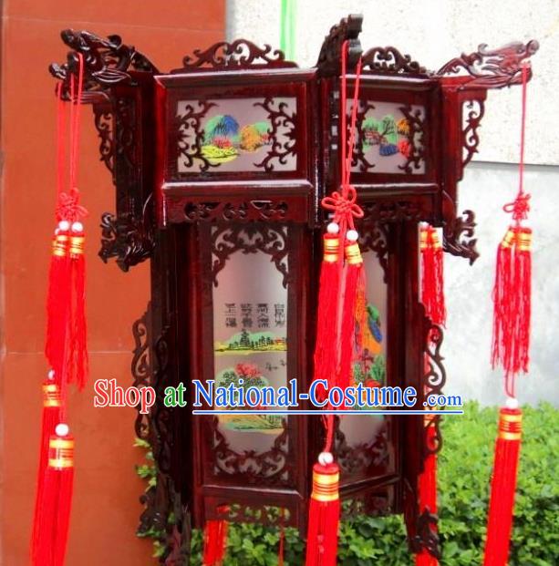 Chinese Traditional Handmade Printing Palace Lantern Asian New Year Lantern Ancient Ceiling Lamp