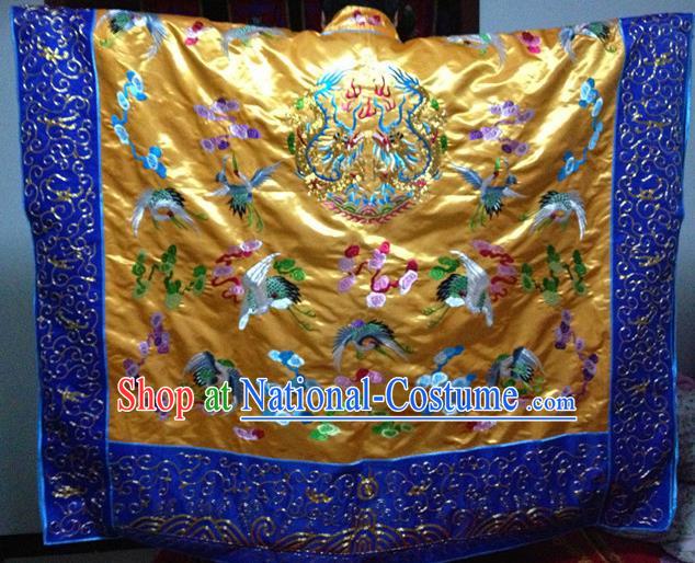 Chinese Ancient Taoist Priest Handmade Embroidered Cloud Cranes Golden Cassocks Traditional Taoism Vestment Costume