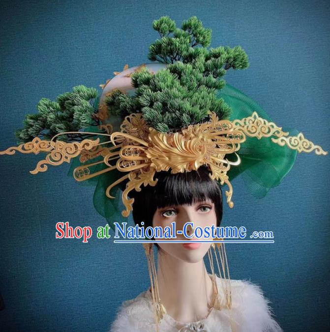 Traditional Chinese Deluxe Pineburst Hair Accessories Halloween Stage Show Headdress for Women