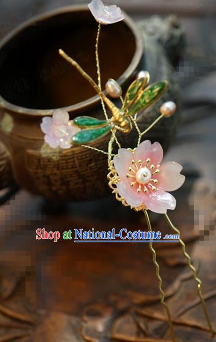 Traditional Chinese Handmade Court Green Dragonfly Plum Hairpins Hair Accessories Ancient Hanfu Hair Clip for Women