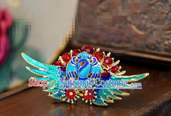 Traditional Chinese Ancient Queen Cloisonne Crane Hair Clip Handmade Hanfu Court Hairpins Hair Accessories for Women