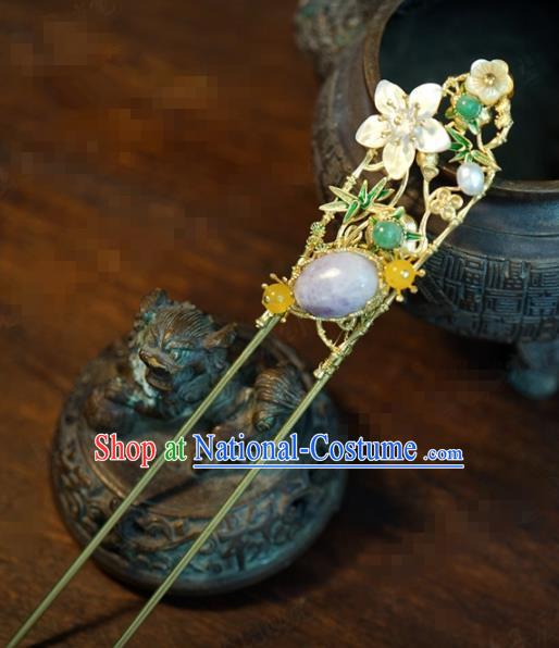 Traditional Chinese Handmade Court Plum Bamboo Hairpins Hair Accessories Ancient Queen Hanfu Hair Clip for Women