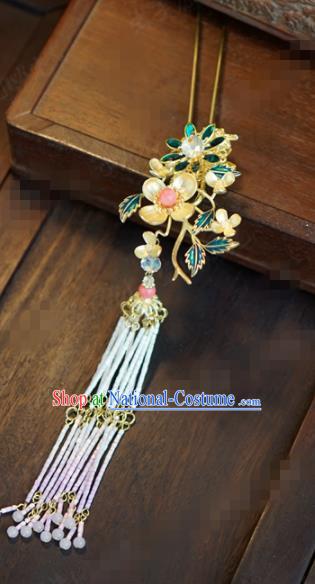 Traditional Chinese Ancient Bride Tassel Hair Clip Hanfu Court Queen Hairpins Handmade Hair Accessories for Women